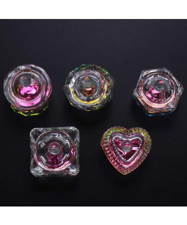 GSHLLO 2 Pcs Colorful Nail Art Glass Acrylic Dappen Dish Liquid Powder Crystal Cup Glassware Tools with Lid H - Buy Online on GoSupps.com