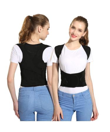 Back Brace Posture Corrector for Women and Men Shoulder Lumbar Adjustable Back Support Belt Support Brace Slimming Corset Waist Straps for Pain Relief (Color : Black Size : Small) (Black X
