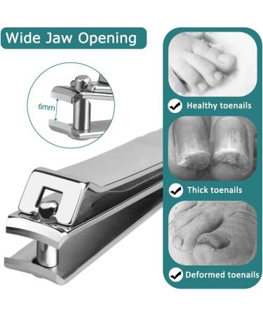 6mm Wide Jaw Extra Large Toenail Clippers for Thick Nails - Professional Heavy Duty Cutter for Men, Women, Seniors - Includes Nail File - Pedicure Manicure Kit - Buy Online on GoSupps.com