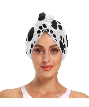 Dog Paws Hair Towel 2 Pack Super Absorbent Hair Drying Towel Quick Dry Hair Turbans Head Towel with Button Twisty Wrap for Women Girls