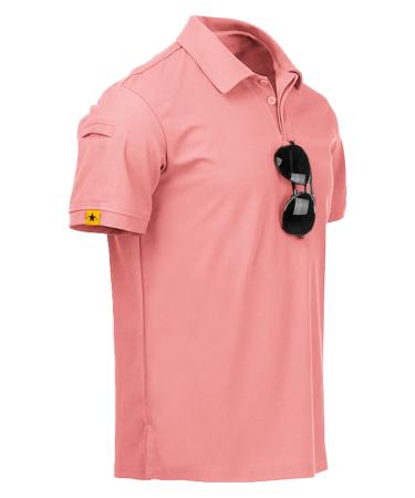 JACKETOWN Mens Polo Shirt Short Sleeve Moisture Wicking Golf Shirts Outdoor Tactical Polo X-Large A-coral Red-012