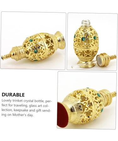 Angoily Essential Oil Bottle Empty Glass Bottle Vintage Decor Perfume Decorative Handicraft Terrarium Container Glass Container Gold Trim Delicate Travel Zinc Alloy Crystal Glass - Buy Online on GoSupps.com