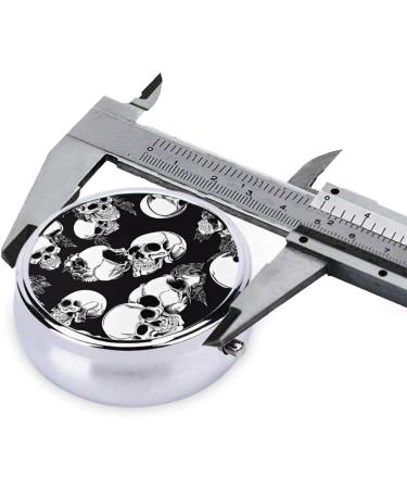 Black Skull Printed Mini Round Pill Box | 3 Compartment Travel Pill Organizer | Portable Medicine Case for Home & Office - Buy Online on GoSupps.com