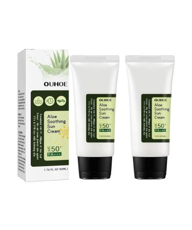 Aloe Vera Protection Cream SPF50+ Skin Sunscreen Hydrating Lightweight Refreshing Non-Greasy Hydrating Moisturizing Isolation UV Cream 2pc