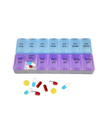 Twice-A-Day Weekly Pill Organizer Weekly Pill Organizer 2 Times a Day Color-Coded Easy-Open See-Through Lids Organize Medication or Vitamins by AM PM
