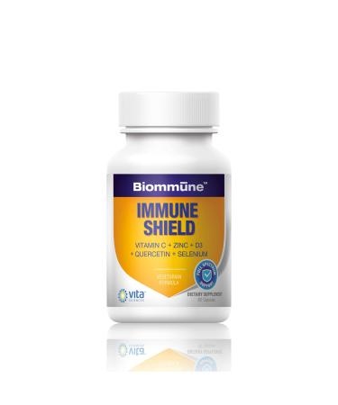 BIOMMUNE Immune Shield Once-Daily Clinical Formula Immune Support Booster with Stomach-Friendly Zinc Quercetin Buffered Vitamin C D3 Selenium.
