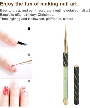 Manicure Liner Pen Nail Rhinestone Picker Dotting Pen Nail Art DIY Decoration Tool for Household Nail Shop (Green stripes (long pull cord)) - Buy Online on GoSupps.com