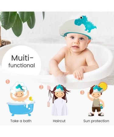 FUNUPUP Baby Shower Cap - Adjustable Hair Washing Shield for Kids - Blue Dinosaur Design - Buy Online on GoSupps.com
