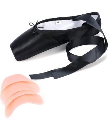 WENDYWU Professional Ballet Pointe Shoes for Kids Girls and Ladies - Pink PU Soled Dance Shoes with Toe Pads, Size 7 Black - Buy Online on GoSupps.com