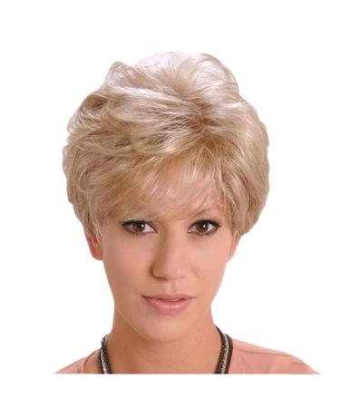 Generically Jier Charming Real hair wig for women short blond hair short fluffy wig short hair wig with pony short pixie cut wigs (gold one size)