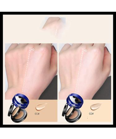 Onebikiniha 2 in 1 Cushion Pressed Powder Concealer Liquid Foundation - Full Coverage Air Cushion Foundation Set (Ivory+Natural) - Buy Online on GoSupps.com