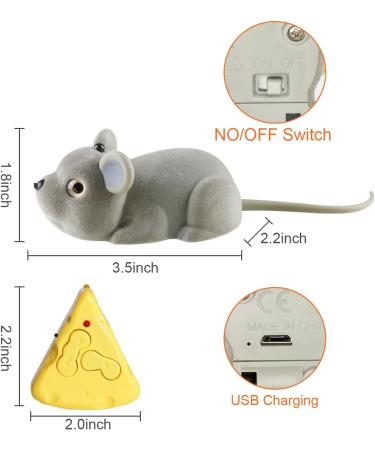SCOOLR Remote Control Rat Toys Wireless Infrared RC Control Realistic Mouse Toy For Cat Kitten Dog Pet Novelty Gift For Kids Children Halloween Christmas Party Birthday Gifts (Gray) - Buy Online on GoSupps.com
