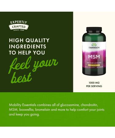 Swanson MSM - Essential Minerals Promoting Mobility & Joint Health Support - Helps to Maintain Connective Tissue Health Including Cartilage, Collagen, & Hair - (240 Capsules, 1000mg Each) 2 Pack - Buy Online on GoSupps.com