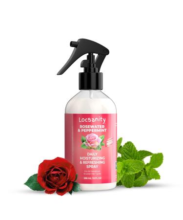 Locsanity Daily Moisturizing Refreshing Spray for Locs Dreadlocks - Rose Water and Peppermint Hair Scalp Moisturizer Dreadlock Spray - Natural Loc Care and Maintenance (8oz)