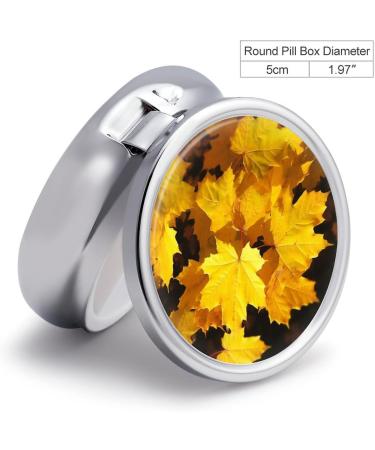 Travel Pill Box with Yellow Maple Leaves - 3 Compartment Portable Pill Organizer for Purse & Pocket - Buy Online on GoSupps.com