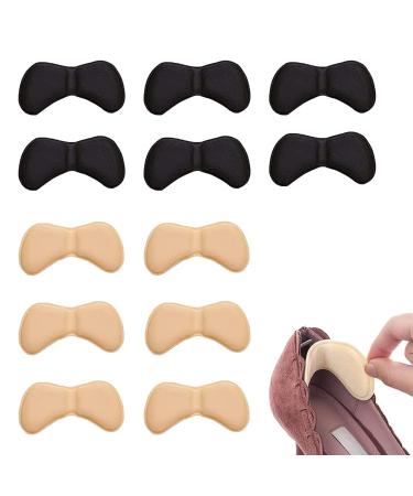 6 pairs of sponge heel cushion heel holder heel cushion foot care heel pillow heel shoe inserts self -adhesive shoe inserts for better shoe suitable and comfort (3 beige & 3 black)
