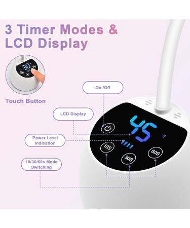 ANRUI UV Light for Nails 36W Professional Mini UV Light for Gel Nails with Sensor Flash Cure Gel Nail Lamp Gooseneck with 3 Timers LED Nail Dryer for DIY at Home - Buy Online on GoSupps.com