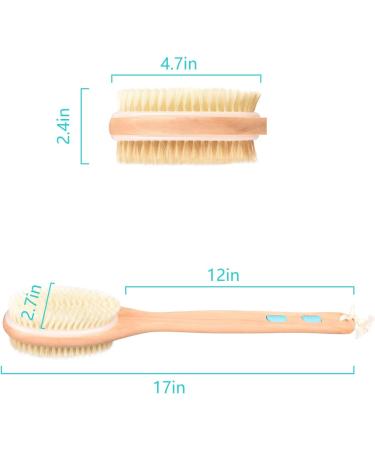 Long Wooden Handle Back Brush - Dual Bristles Body Shower Brush for Exfoliation & Skin Peeling | Wet/Dry Use - Buy Online on GoSupps.com