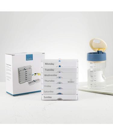 Weekly Pill Organizer 7 Day AM/PM Arthritis Friendly Easy Grip Medicine Planner with 4 Compartments for Vitamins & Supplements White Pillbox for Daily Medications - Buy Online on GoSupps.com