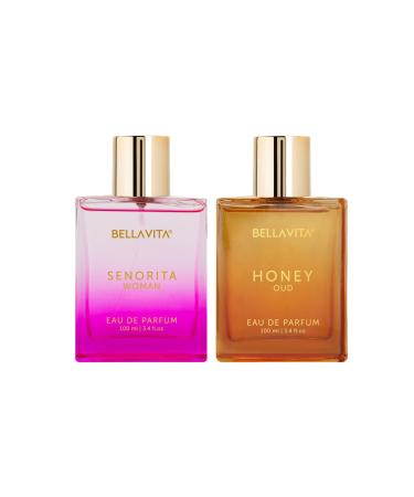 Women's Gift Set Combo - Honey Oud & Senorita Perfumes for Women | Patchouli Vanilla Bergamot Mint Peony Mahogany & Amber | Long Lasting | Vegan & Cruelty Free- 2 * 100 ML