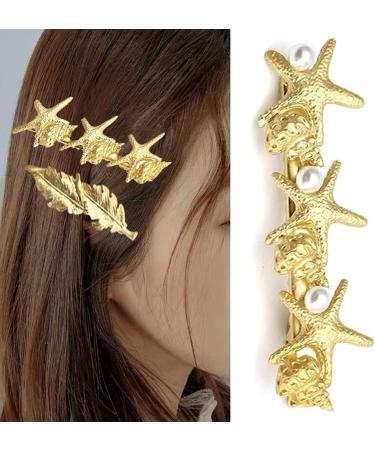 3 Pieces Starfish Hair Clips Pearl Seashell Hair Barrettes Seashell Starfish Spring Hair Clip for Women and Girls Hair Pin Hair Accessories - Buy Online on GoSupps.com