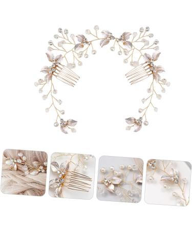 Angoily Bride Hair Braiding Hair Comb Pearl Headpiece for Wedding Gold Hair Comb Floral Hair Clips Bridal Hair Pin Rhinestone Hair Clip Bridesmaid Twist Flower Alloy Material - Buy Online on GoSupps.com