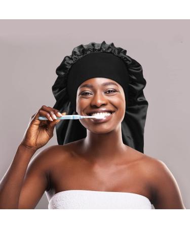 Satin Sleep Cap Set for Curly Hair and Dreadlocks - 4 Pack | Long Braids & Silky Hair Bonnets for Women | One Size Fits All - Buy Online on GoSupps.com