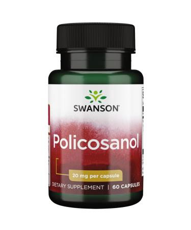 Swanson Policosanol 20mg Extract from Sugar Cane High Strength 60 Capsules Laboratory Tested Gluten Free Soy Free Non-GMO
