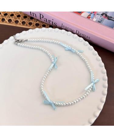 OralGos Elegant Bowknot Pearl Choker Necklace - Fashion Clavicle Chain Jewelry in Rose - International Shipping Available - Buy Online on GoSupps.com