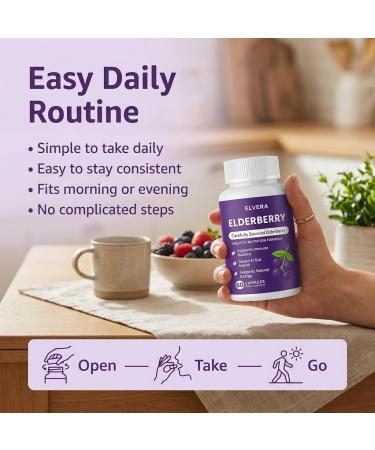ELVERA Elderberry Gut Support Complex Organic Black Elderberry Capsules with Zinc & Vitamin C for Digestive Balance Immune Support (1) - Buy Online on GoSupps.com