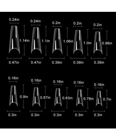 500PCS Clear Half Cover Coffin Acrylic Nail Tips - Ballerina Shape, 10 Sizes | Nail Art Salons & Home DIY - Buy Online on GoSupps.com