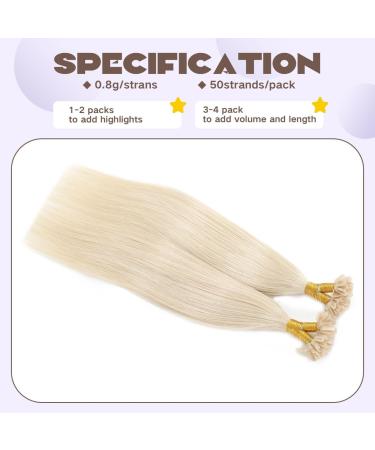Blonde U Tip Hair Extensions Real Human Hair 50 Strands 40g Pre Bonded Hair Extensions Platinum Blonde Keratin Hair Extensions #60 14inch 14Inch #60 Platinum Blonde - Buy Online on GoSupps.com