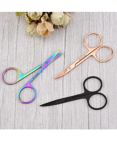 Eyebrow and Lash Scissors - Stainless Steel Small Brow Trimming Tool for Women - Perfect for Nose, Beard, Mustache, and Facial Hair - Black Gold Multicolored - Buy Online on GoSupps.com