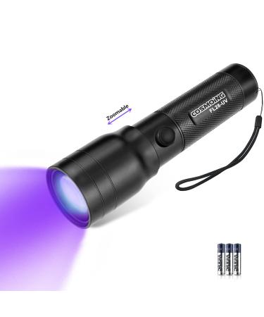 Geekhigh UV flashlight 395nm zoomable pen black light flashlight with 3AAA battery Ultraviolet flashlight pet urine detector for cat dog spots bed bugs household toilet