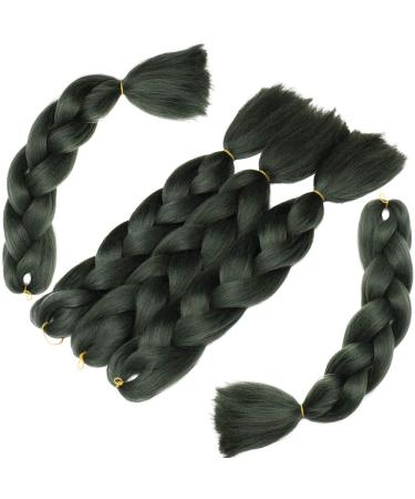 SEGO 5 Packs Braid Extensions 24 Inch Crochet Afro Synthetic Hair - Dark Green Braiding Hair for Stunning Styles - Buy Online on GoSupps.com