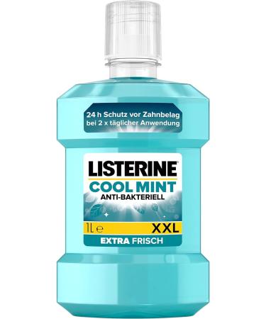 LISTERINE Cool Mint (1 liter) antibacterial mouthwash with essential oils and intense mint flavor 1 l (1 pack)