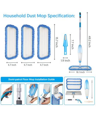 Microfiber Spray Mop for Floor Cleaning - TINA&TONY Hardwood Floor Mop with 3 Reusable Pads & 635ML Bottle - Kitchen Dust Mop for Hardwood Laminate Tile Floors - Blue - Buy Online on GoSupps.com