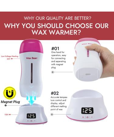 Wax Bear Roll On Wax Kit | Hair Removal Roller Wax Cartridge | Digital Temperature Display | Professional & Personal Use - White - Buy Online on GoSupps.com