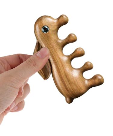 Rabbit-Shaped Wooden Massage Comb for Scalp & Hair Growth | Natural Sandal Wood Head Massage Device - Buy Online on GoSupps.com