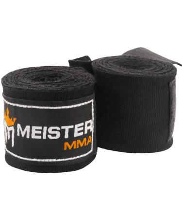 Meister Junior 108" Elastic Cotton Hand Wraps for MMA & Boxing (Pair) Black