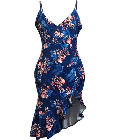 Women's Sexy Deep V Neck Sleeveless Bodycon Mermaid Dress - Dark Blue - Small - Buy Online on GoSupps.com