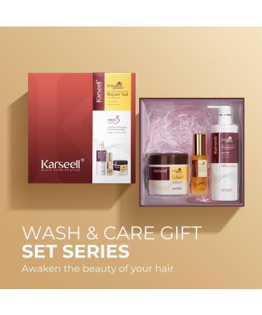  Karseell Karseell Collagen Hair and Oil Mask and Shampoo Moisturising Repair Set for Dry and Damaged Hair All Hair Types 2 x 500 ml + 50 ml - Buy Online on GoSupps.com