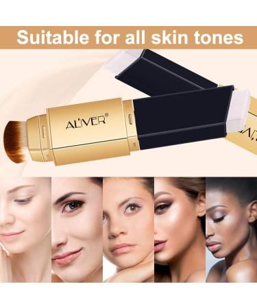 Color Changing Foundation Stick and Concealer with Brush - Full Coverage for Dark Circles, Pores, Acne Marks, and Fine Lines - Waterproof and Sweatproof - Perfect for Creating Nude Makeup - Buy Online on GoSupps.com
