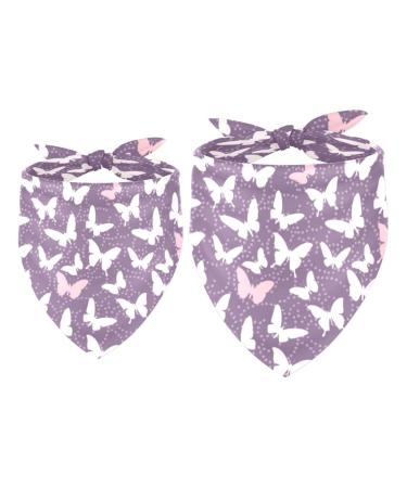 Dog hollow cloth triangle for small medium -sized and large dogs and cats violet butterfly pattern triangle bib 2 pieces multi -colored 5