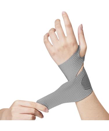 Ultra Thin Wrist Brace Support for Carpal Tunnel Breathable Wrist Band Adjustable velcro straps for Wrist Wraps Stabilizer for Tendonitis Arthrits Pain Relieving Gray 1 Piece Gray One piece