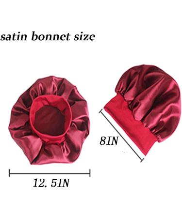 LULI 3pcs Satin Bonnet Set - Wide Elastic Band Sleep Caps for Women - Red Blue Brown Purple - Buy Online on GoSupps.com