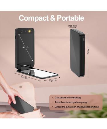 Portable UV Mirror Makeup Mirror with UV Camera - Compact 4 Inch Rechargeable Vanity Mirror for Sunscreen Testing and Skin Protection - Handheld Double-Sided Pocket Mirror in Black - Buy Online on GoSupps.com