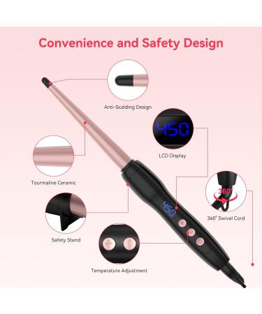 Best Curling Wand for Long Hair - 3/4 Inch Tapered Curling Iron with 14 Heat Settings & Digital LCD - 110-240V for All Hair Types - Buy Online on GoSupps.com