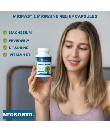 Migrastil Migraine Relief Capsules (60 ct) - Natural Vegetarian Supplement with Magnesium, Taurine, Feverfew & Vitamin B1 for Migraine & Headache Relief - Buy Online on GoSupps.com