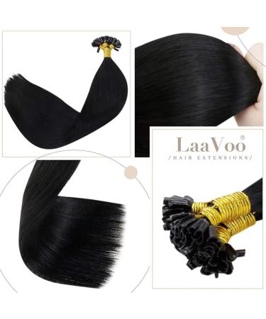 LAAVOO Real Hair Extensions - Black Keratin Bondings U Tip 35cm 50g (50 Strands) - Remy Quality for International Shipping - Buy Online on GoSupps.com